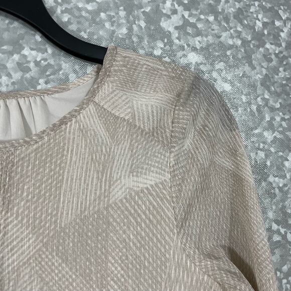 H Halston Women's Tan & Gold Metallic Glam Blouse - Size Small - Smocked Front - Picture 2 of 7